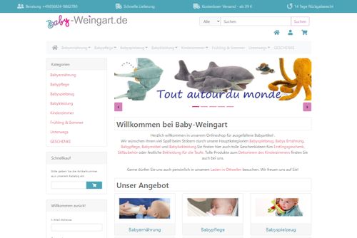 Screenshot Baby-Weingart - Der paradiesische Shop für Eltern und Babies