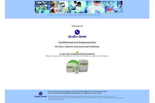 Screenshot akadia.de - Online-Shop für Hygiene