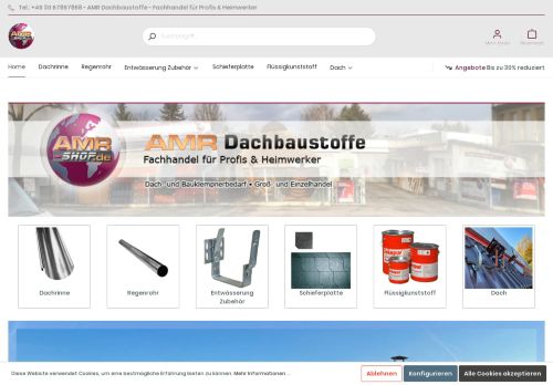 Screenshot AMR-Shop Dachbaustoffe Berlin