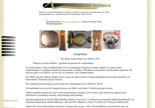 Screenshot antikblick.com - Antike Möbel