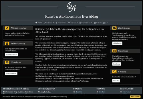 Screenshot Kunst & Auktionshaus Eva Aldag