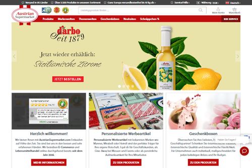 Screenshot AustrianGrocery.com - The taste of Austria!