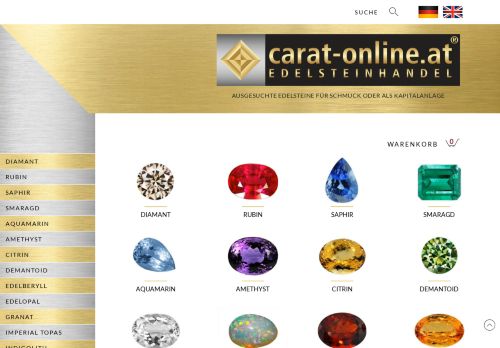 Screenshot carat-online.at | Diamanten & Edelsteine