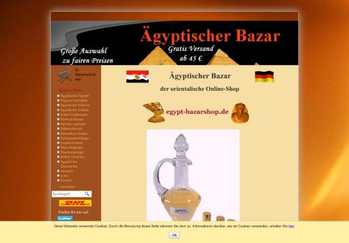 Screenshot egypt-bazarshop.de - Ägyptischer Bazar, Orient-Shop