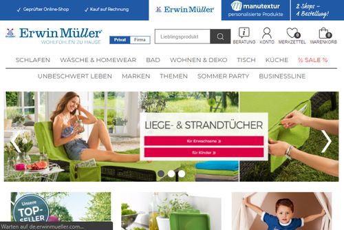 Screenshot Erwin Müller - Bettwäsche/Bettwaren/Haustextilien