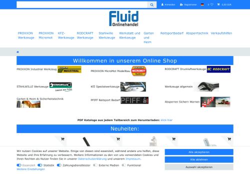 Screenshot fluid-online.de - Werkzeug und Modellbauzubehör