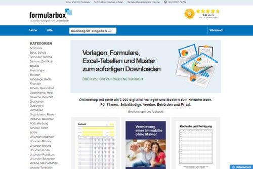 Screenshot formularbox.de
