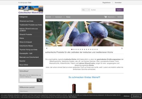 Screenshot Griechischer Wein & Delikatessen