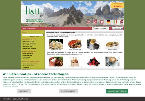 Screenshot H&H Shop - Qualität aus Südtirol