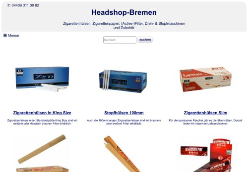 Screenshot Headshop-Bremen