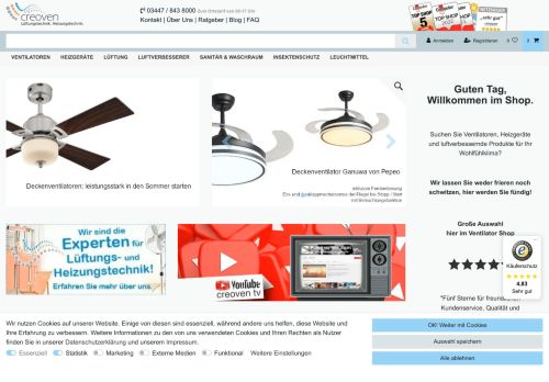 Screenshot hirsch15a.com preiswerte Lüftungs-& Lichttechnik