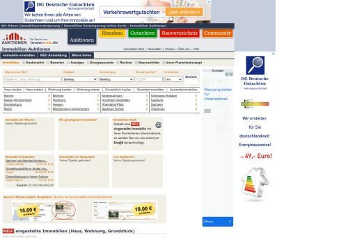 Screenshot ImmoAuktionen.de - Immobilien Auktionen