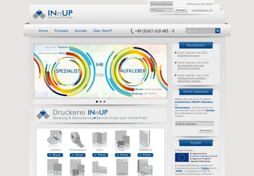 Screenshot INnUP - Druck und Design