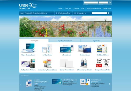 Screenshot Linse-Xpres Onlineversand von Kontaktlinsen