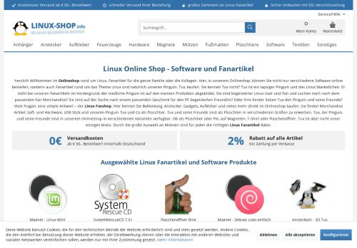Screenshot LinuxISOS.de | Linux Shop - Fanartikel, Software