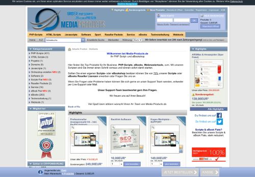 Screenshot media-products.de - PHP-Scripte und mehr