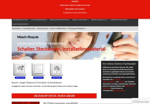 Screenshot Mesch Elektrotechnik Online-Shop