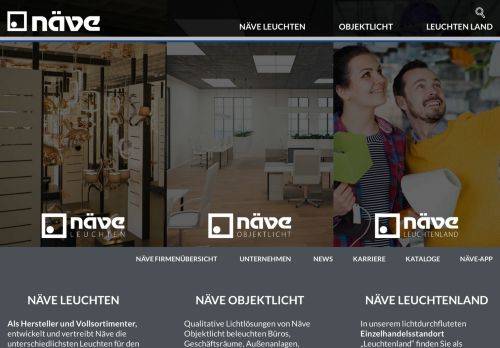 Screenshot Naeve Leuchten GmbH