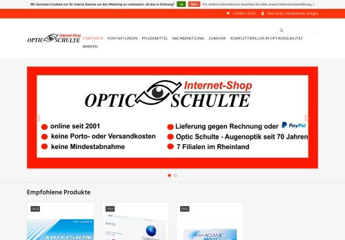 Screenshot Optic Schulte Internet-Shop