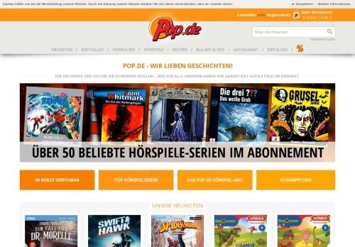 Screenshot pop.de - Der Hörbuchshop