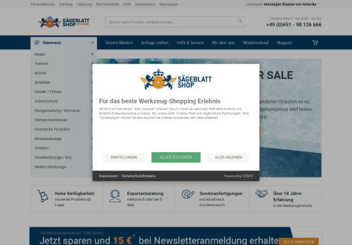 Screenshot Sägeblatt Shop