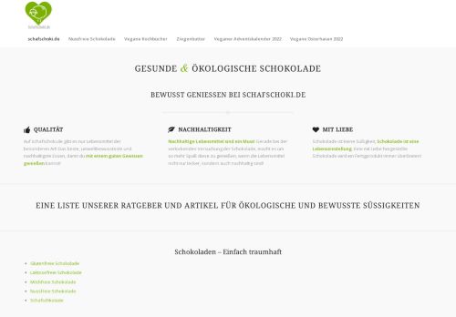 Screenshot schafschoki.de - Lebensmittel für Allergiker