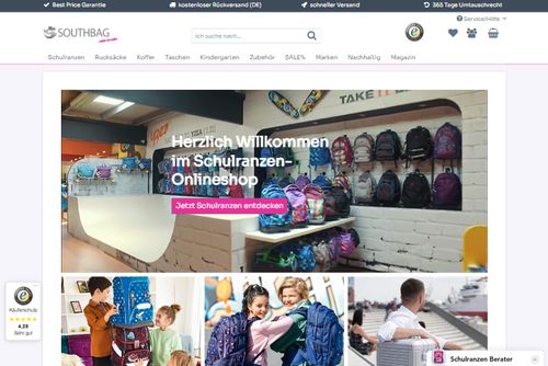 Screenshot Schulranzen Online-Shop