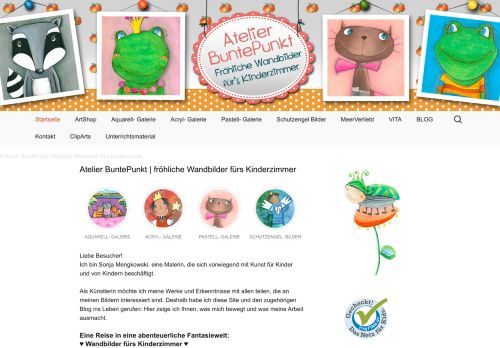 Screenshot sonja-mengkowski.de - Märchenbilder & farbenfrohe Kinderzimmer Bilder