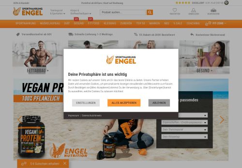 Screenshot Sportnahrung-Engel Bodybuilding und Fitness