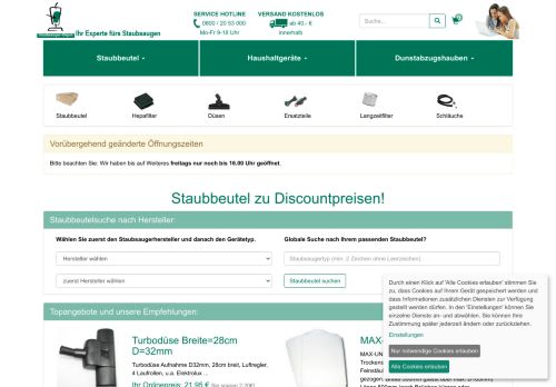 Screenshot Staubsauger-Depot