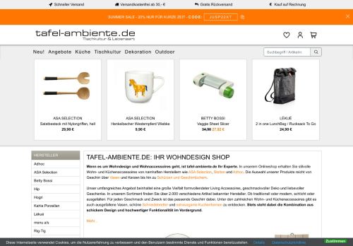 Screenshot Tafel-Ambiente - ASA Selection Onlineshop