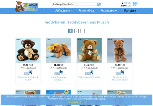 Screenshot teddy-versand.de - Der Teddybären Shop