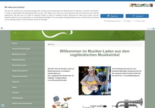 Screenshot vogtline.com - Vogtland-Musikinstrumente und Zubehör