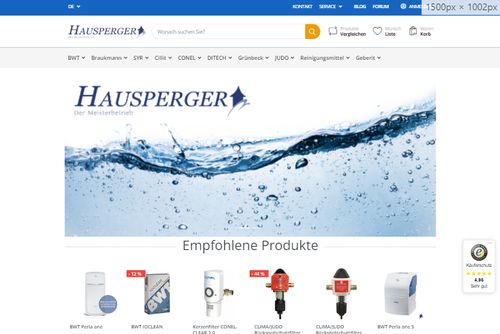 Screenshot wasser-heizung.com - Gas,- Wasser- und Heizungsshop Hausperger