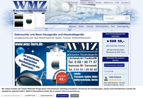 Screenshot WMZ-Horn | gebrauchte Hausgeräte