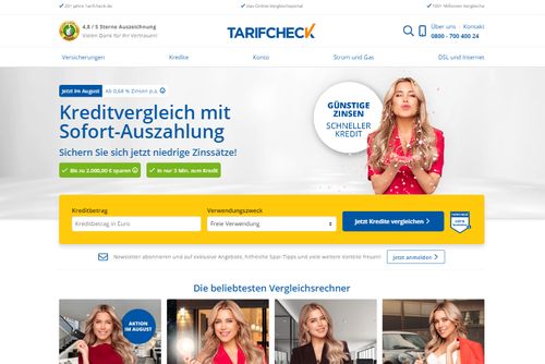 Screenshot Tarifcheck.de - Das Vergleichsportal seit über 20 Jahren