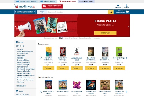 Screenshot Medimops – Gebrauchte Produkte günstig online kaufen