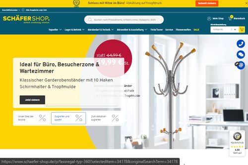 Screenshot Schäfer Shop - Büromöbel, Bürobedarf & Lagereinrichtung