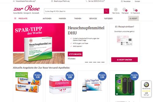 Screenshot Versandapotheke & Online Apotheke Zur Rose