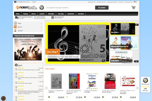 Screenshot notenbuch.de - Noten Shop für Notenbücher & Direkt-Download
