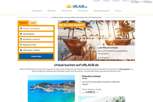 Screenshot URLAUB.de: Einfach & sicher Urlaub buchen