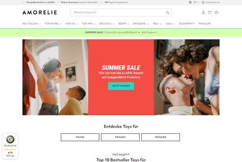 Screenshot AMORELIE - Der Online Sexshop für mehr Spaß am Liebesleben