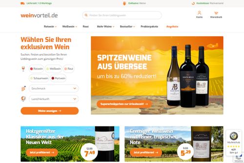 Screenshot Weinvorteil Online Wein kaufen beim günstigsten Weinhandel Deutschlands