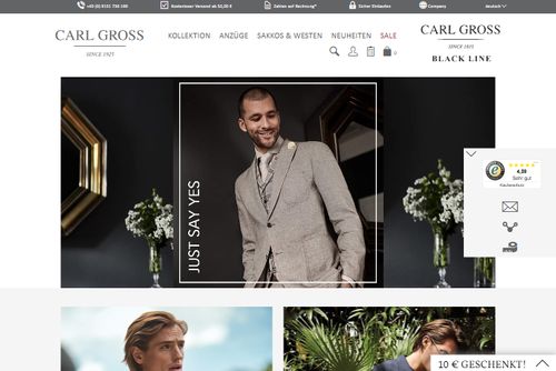 Screenshot CARL GROSS – Herren Anzüge vom Hersteller