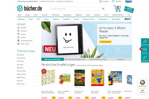 Screenshot Bücher portofrei bestellen bei bücher.de