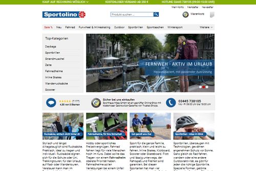 Screenshot Sportolino.de - günstige Sportartikel