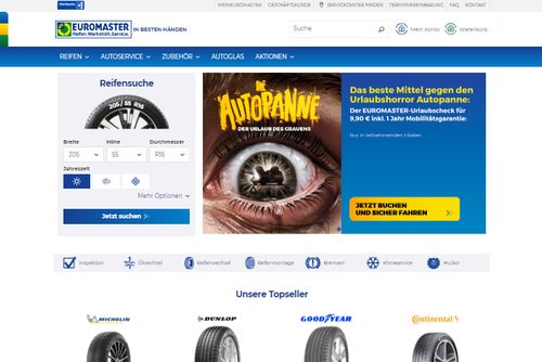 Screenshot Euromaster Shop - wir bieten alle Services rund um Ihr Auto an