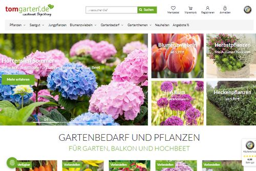 Screenshot tomgarten Gartenversand & Pflanzenversand