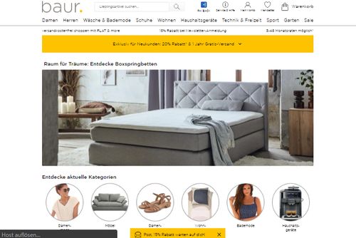 Screenshot BAUR Online Shop ▷ Mode | Wohnen | Technik & mehr