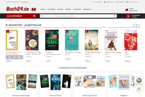 Screenshot Buch24.de: Bücher, Hörbücher, Filme & mehr